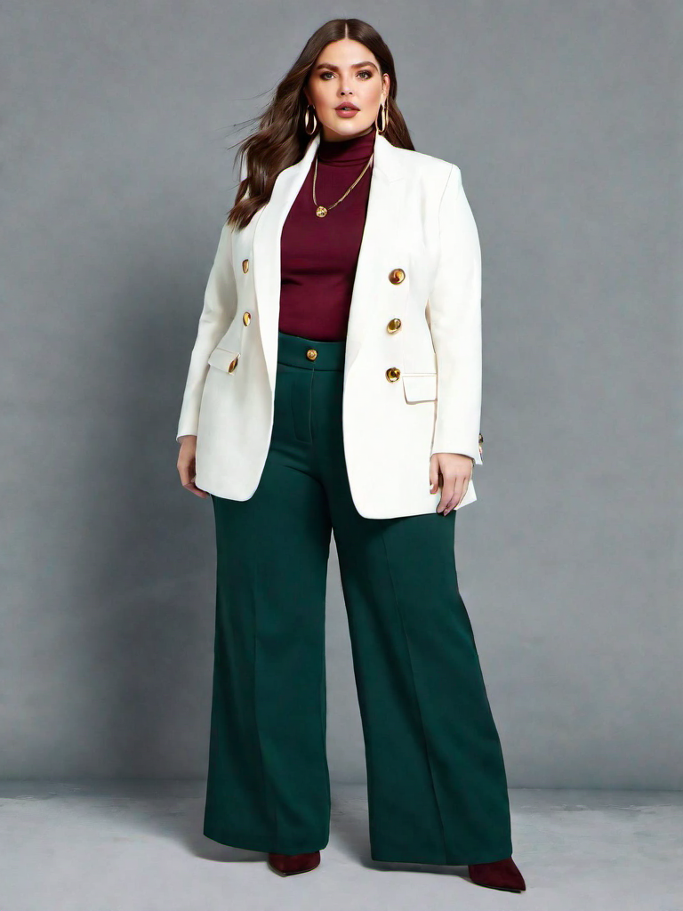 Job-interview Outfit Idea: Womans dark green oversized blazer
