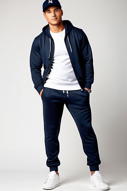 Casual Outfit Idea: Man’s navy blue blue jogger pants