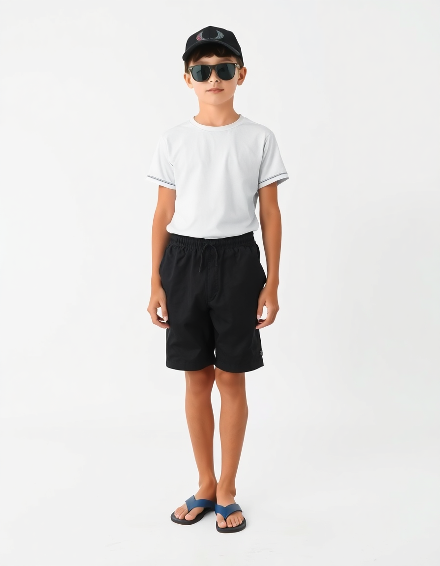 Beach-day Outfit Idea: Boys black swim trunks
