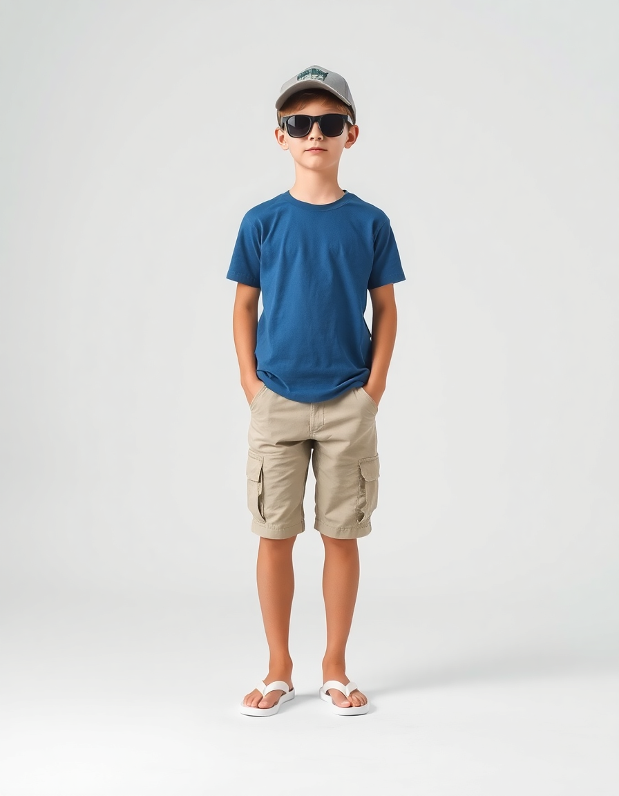 Vacation Outfit Idea: Boys blue cotton t-shirt