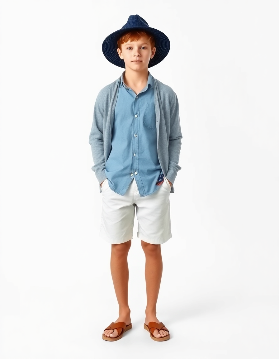 Beach-day Outfit Idea: Boys light blue linen shirt