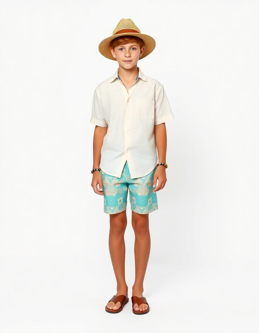 Beach-day Outfit Idea: Boys light linen shirt in cream