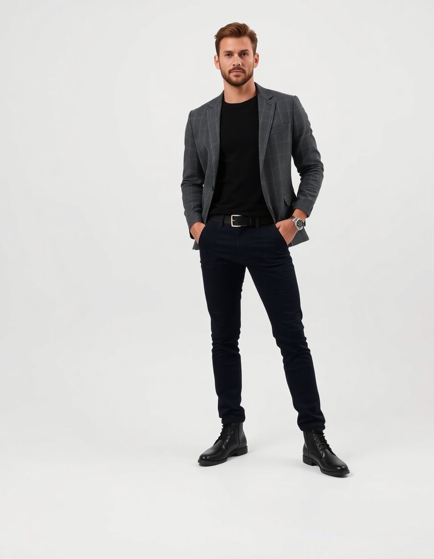 Nightclub Outfit Idea: Mans black slim-fit dress shirt