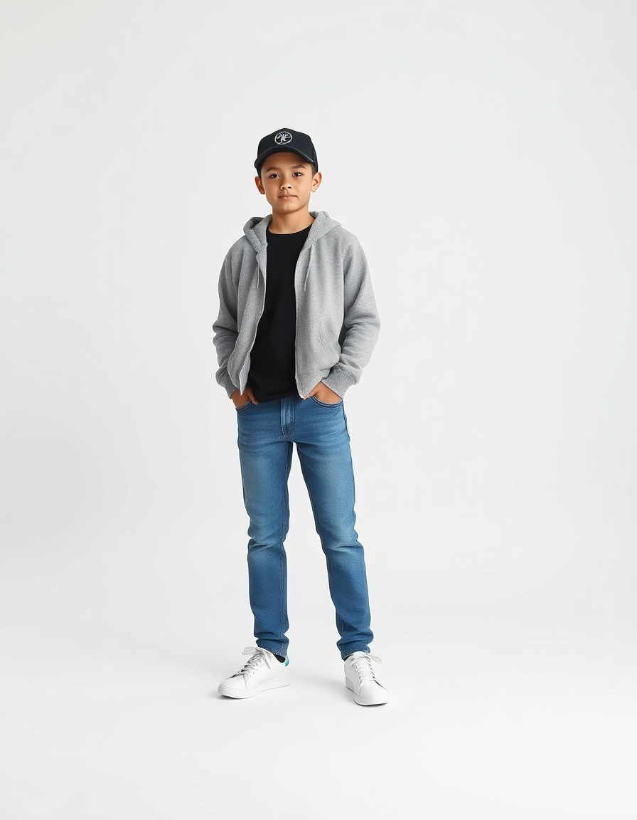 Casual Outfit Idea: Boys grey hoodie