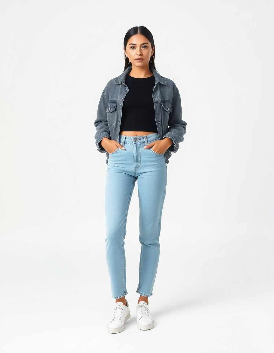 Casual Outfit Idea: Womans black cropped sweater