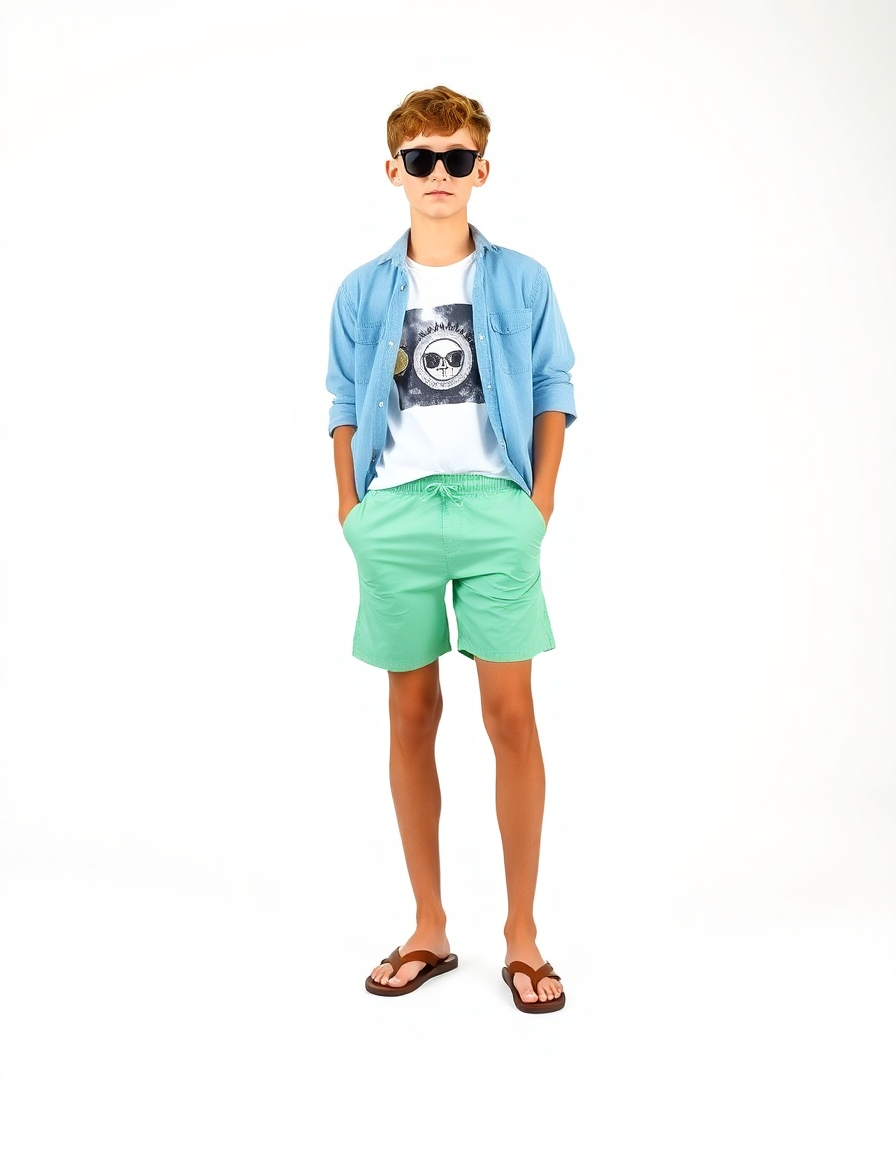 Beach-day Outfit Idea: Boys mint green swim shorts