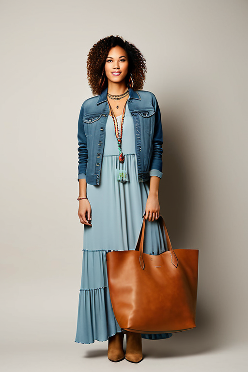 Casual Outfit Idea: Womans flowy maxi dress in earthy tones