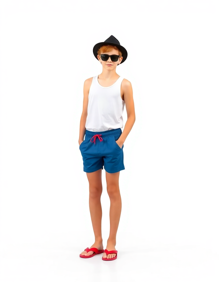 Beach-day Outfit Idea: Boys blue swim trunks
