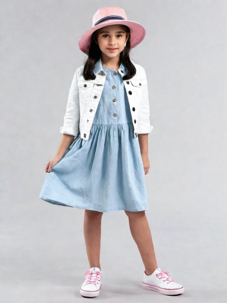 Casual Outfit Idea: Girls light blue cotton sundress