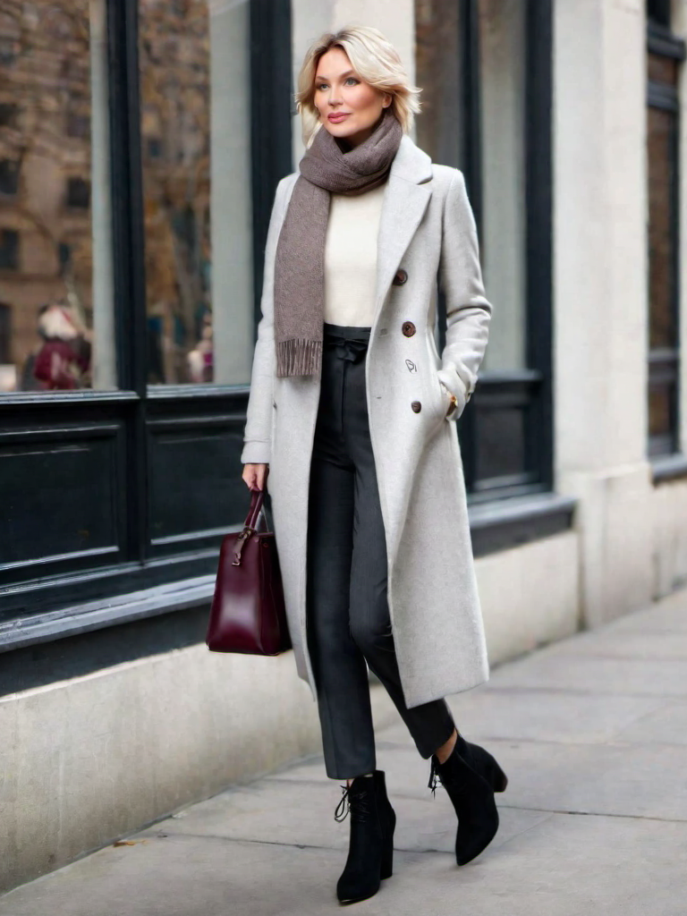 Outfit Idea for 45 year old Woman, Thin body-type, Short height, Fair skin, Blonde hair
