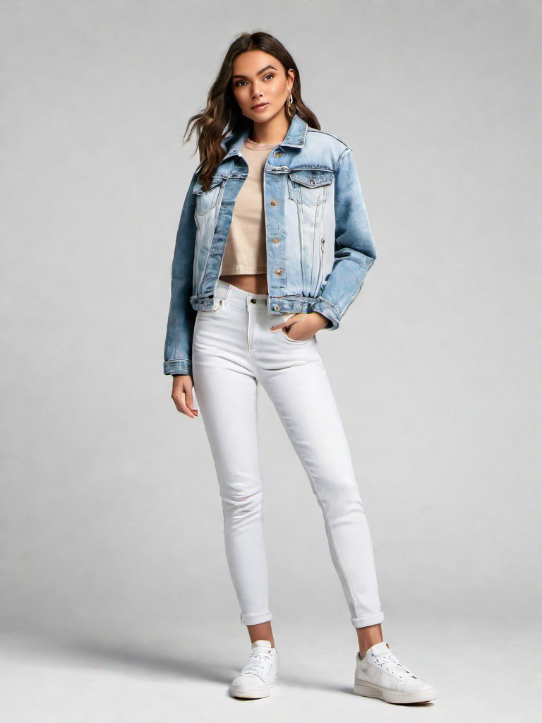 Casual Outfit Idea: Womans light denim jacket