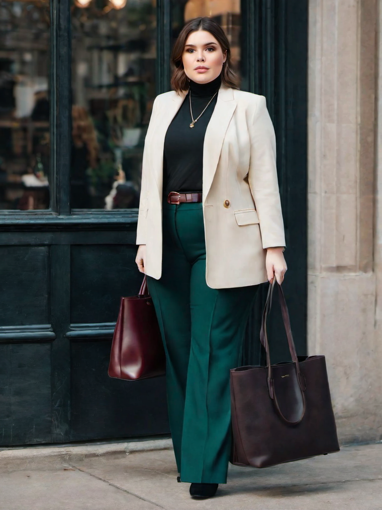 Job-interview Outfit Idea: Womans dark green tailored blazer
