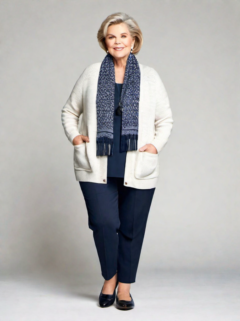 Outfit Idea for 66 year old Woman, Few-extra-pounds, Short height
