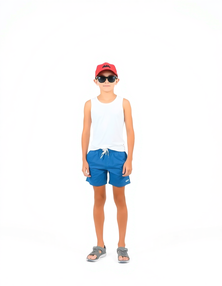 Beach-day Outfit Idea: Boys blue swim trunks