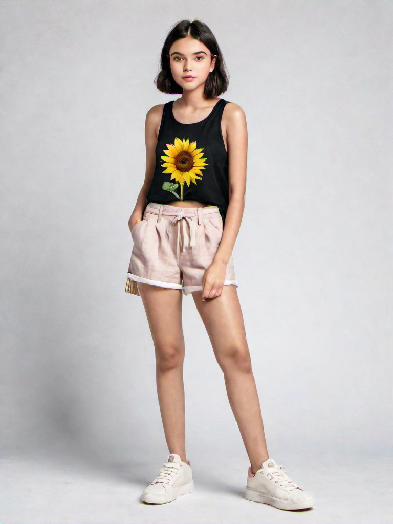 Casual Outfit Idea: Girls black cotton tank top