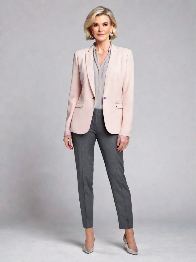 Outfit Idea for 45 year old Woman, Thin body-type, Short height, Fair skin, Blonde hair