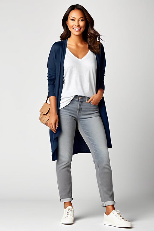 Casual Outfit Idea: Womens navy blue blue oversized t-shirt