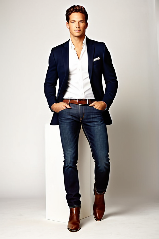 Date-night Outfit Idea: Man’s navy blue blue tailored blazer