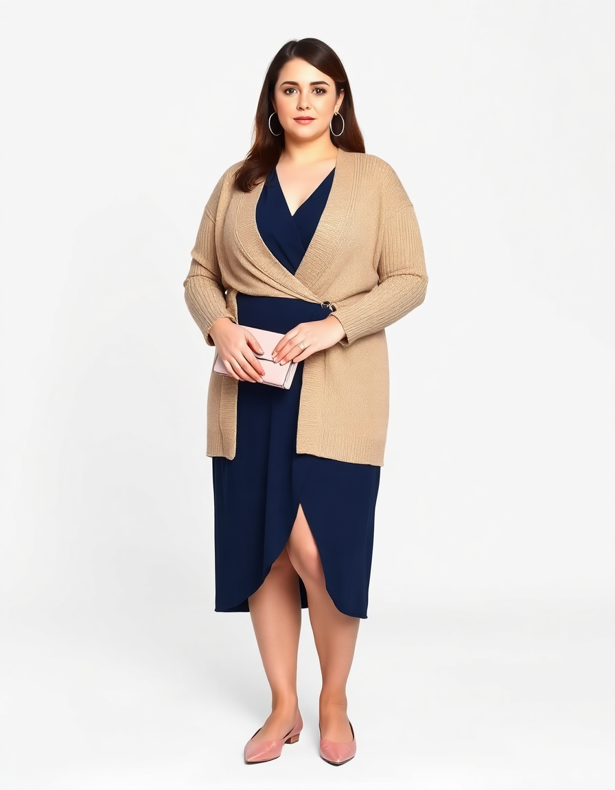 Date-night Outfit Idea: Womans navy blue blue wrap dress