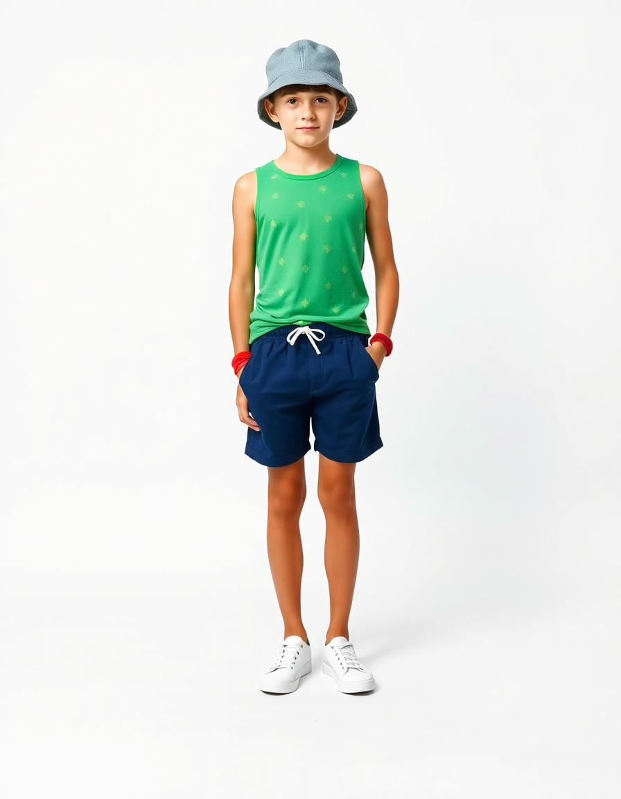 Vacation Outfit Idea: Boys green tank top