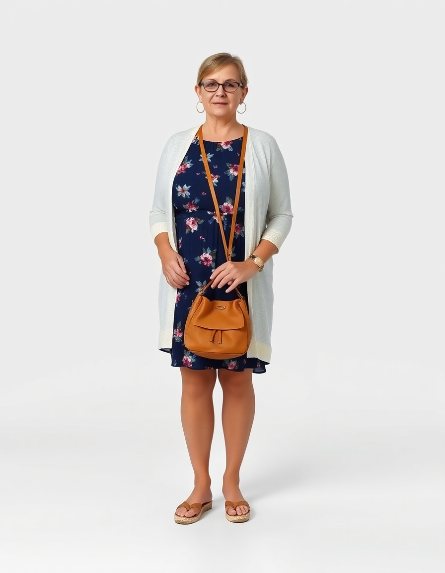 Vacation Outfit Idea: Womans navy blue blue floral sundress