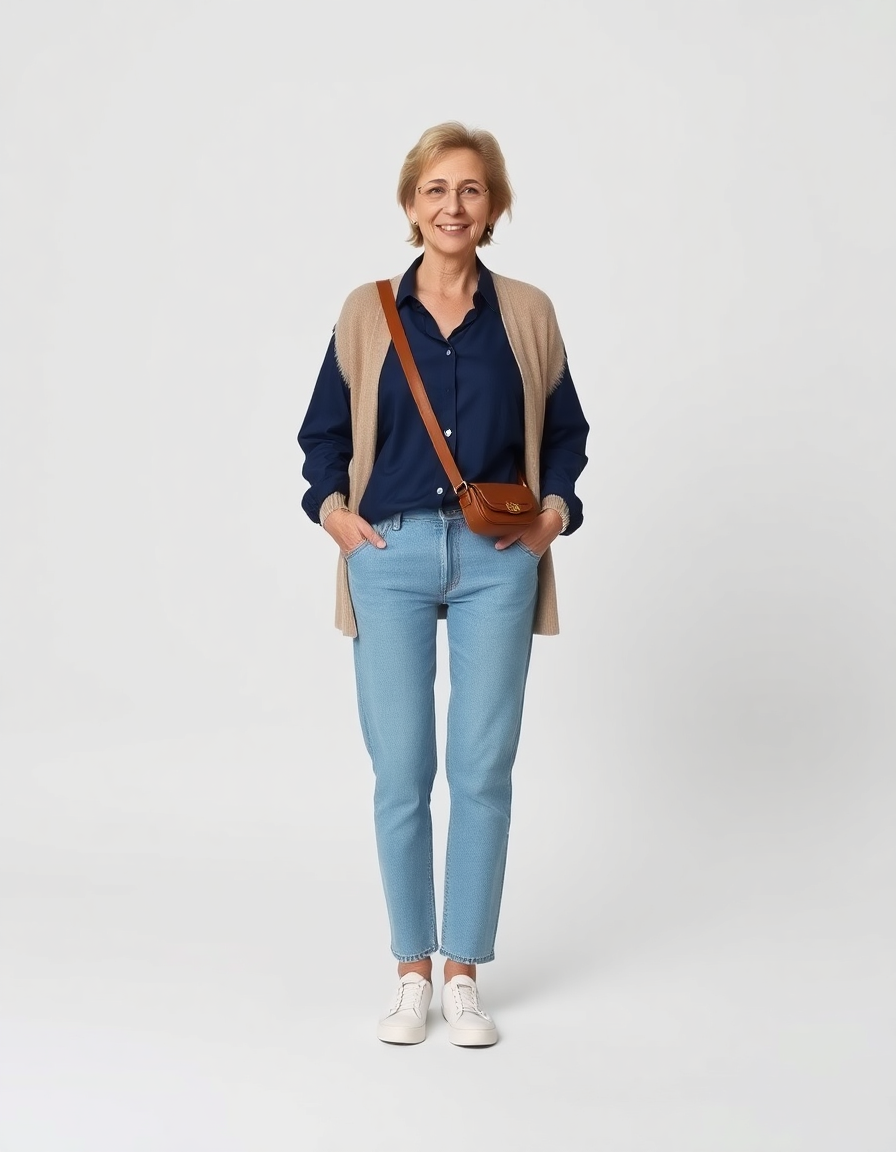 Casual Outfit Idea: Womans navy blue blue cotton blouse