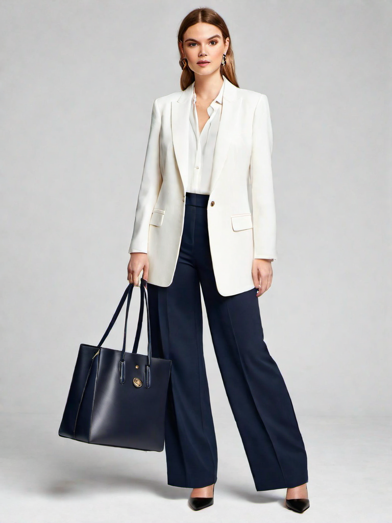 Job-interview Outfit Idea: Womans navy blue tailored blazer