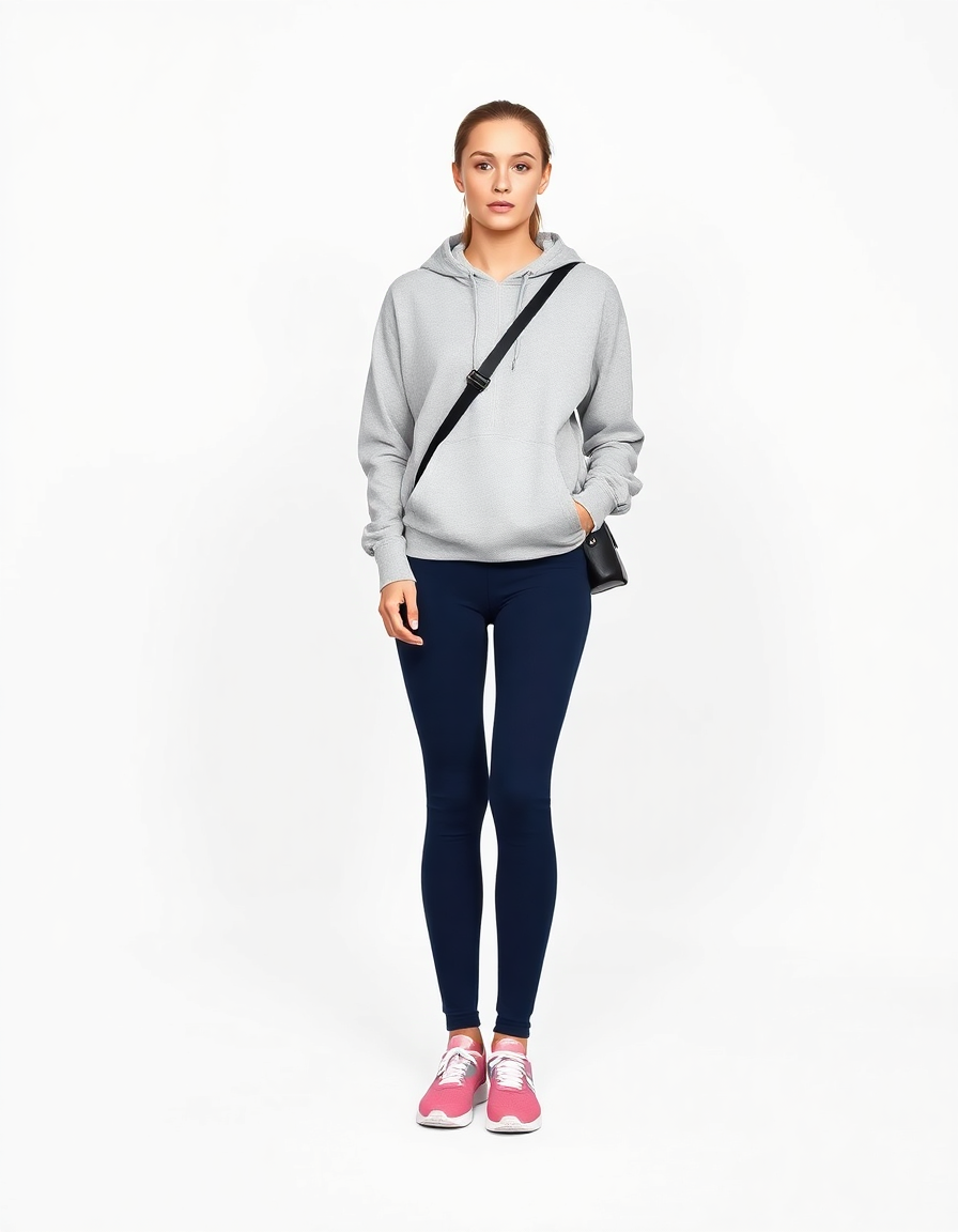 Casual Outfit Idea: Womans navy blue blue high-waisted leggings