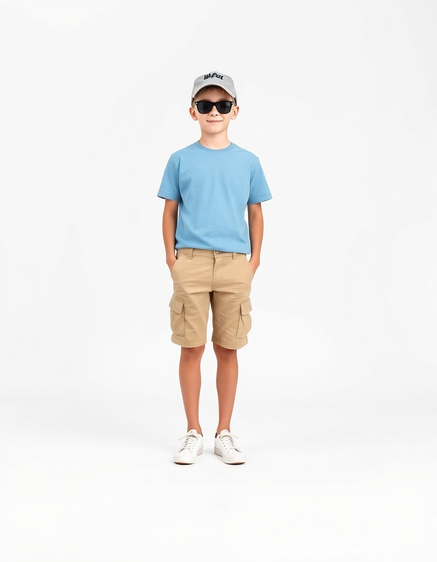 Casual Outfit Idea: Boys light blue short-sleeve shirt