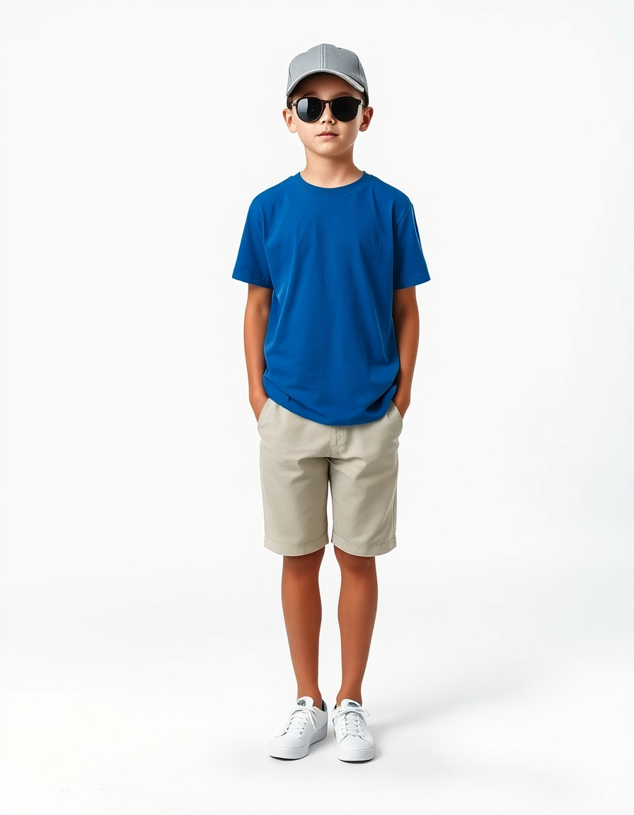 Casual Outfit Idea: Boys blue cotton t-shirt