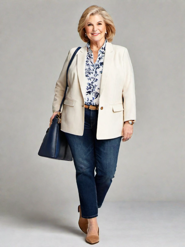 Outfit Idea for 66 year old Woman, Few-extra-pounds, Short height