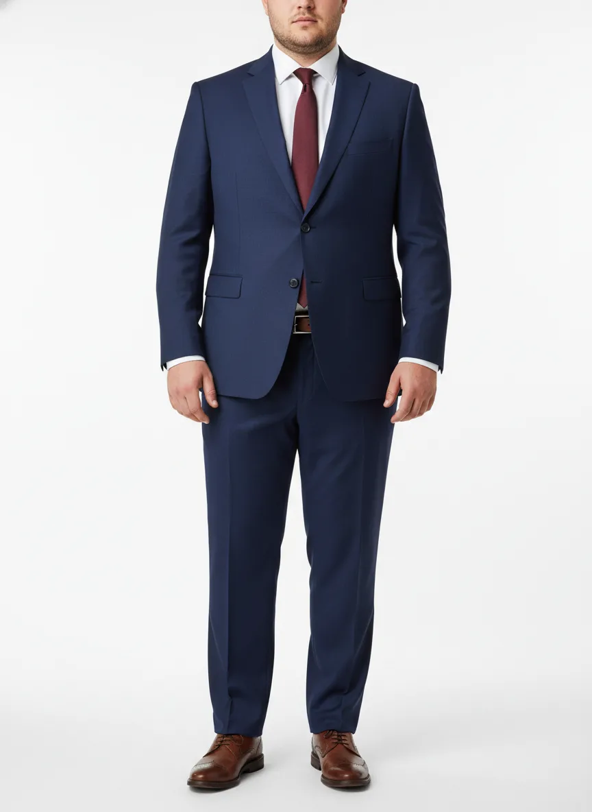 Wedding Outfit Idea: Man’s navy blue single-breasted wool suit