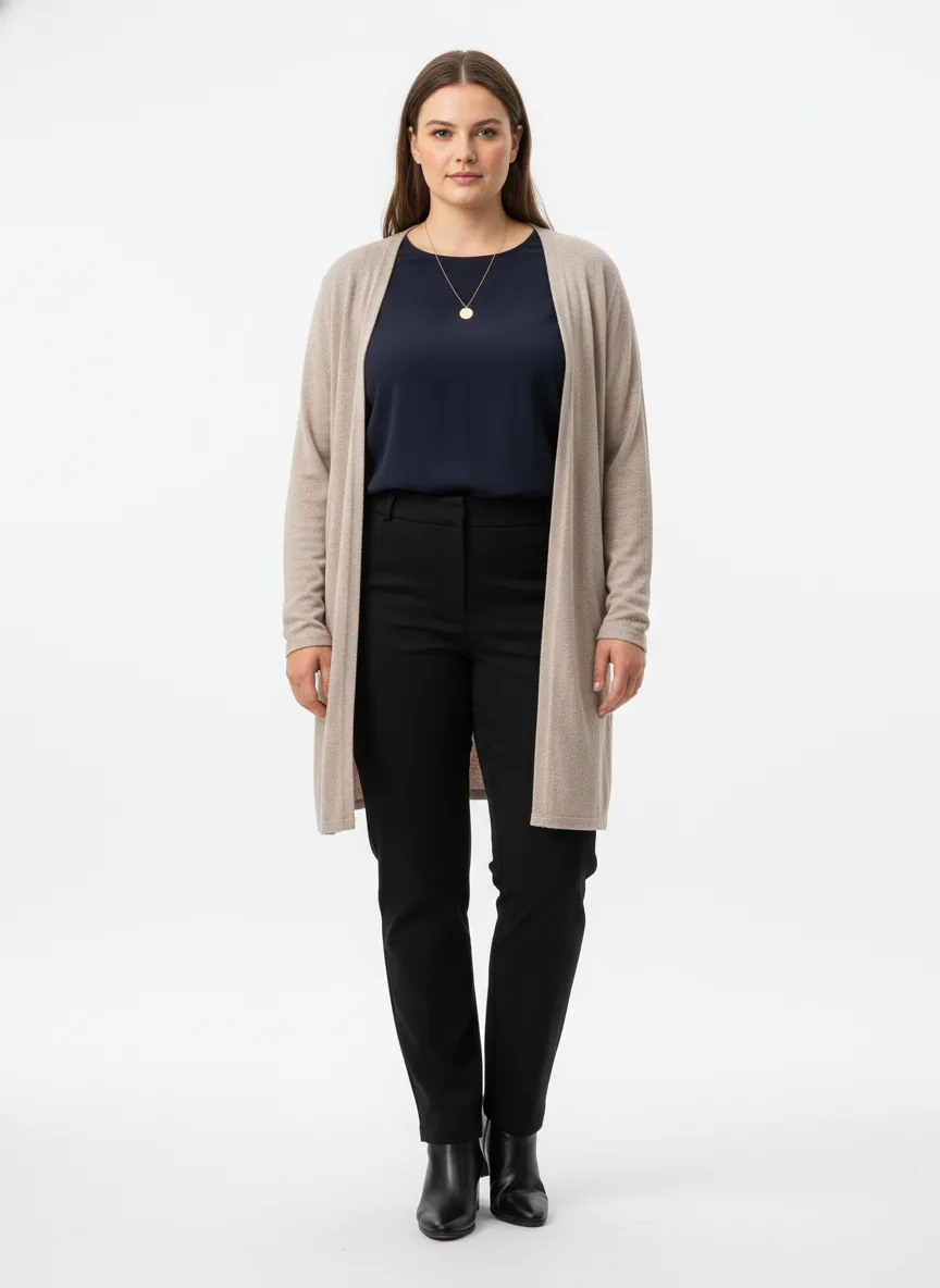 Outfit Idea for 44 year old Woman, Few-extra-pounds, Short height, Light skin