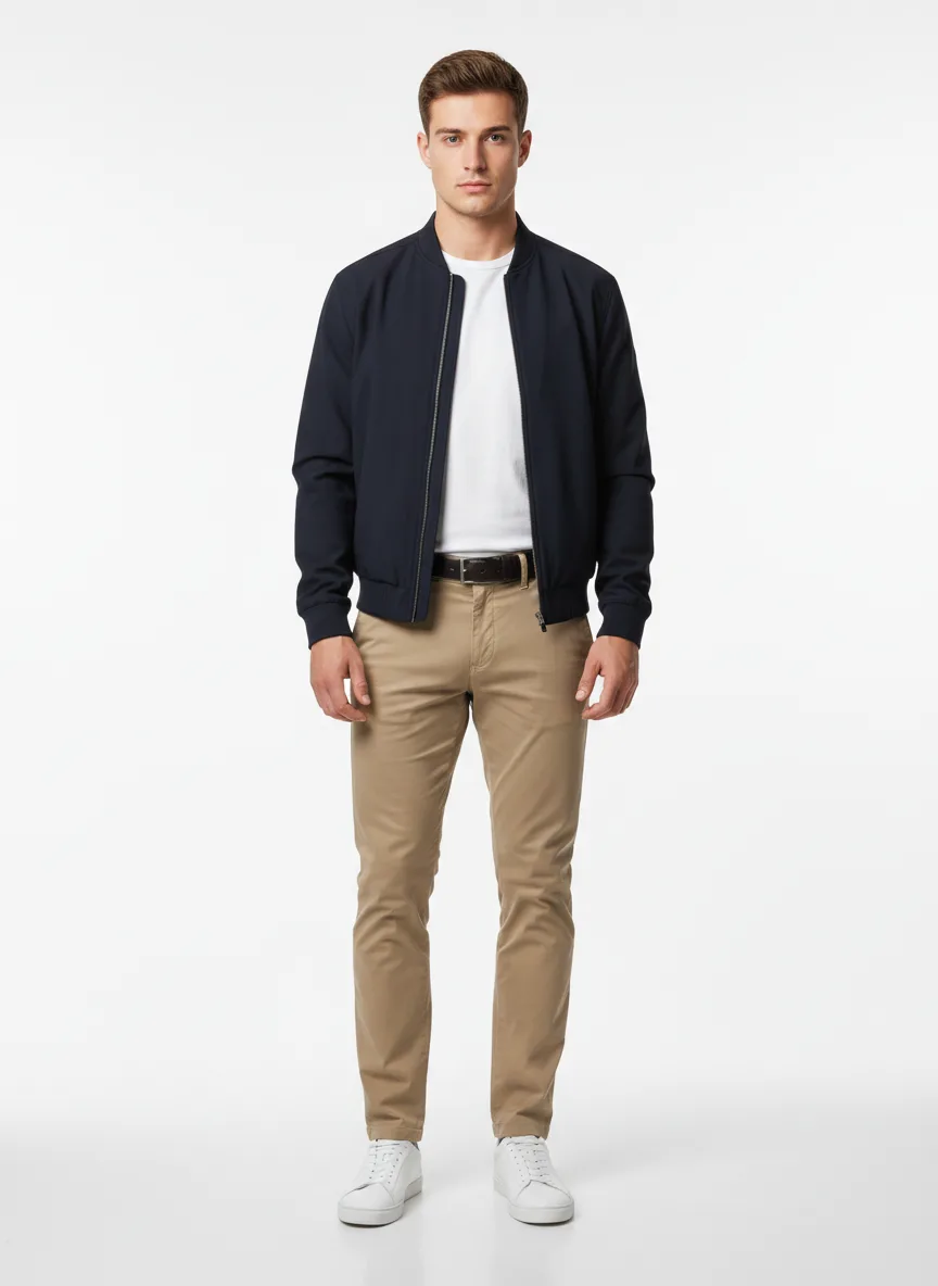 Casual Outfit Idea: Man giacca bomber blu navy blue