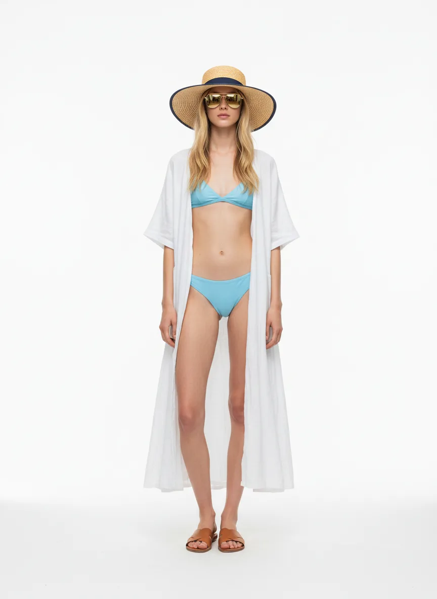Beach-day Outfit Idea: Woman light-blue bikini set