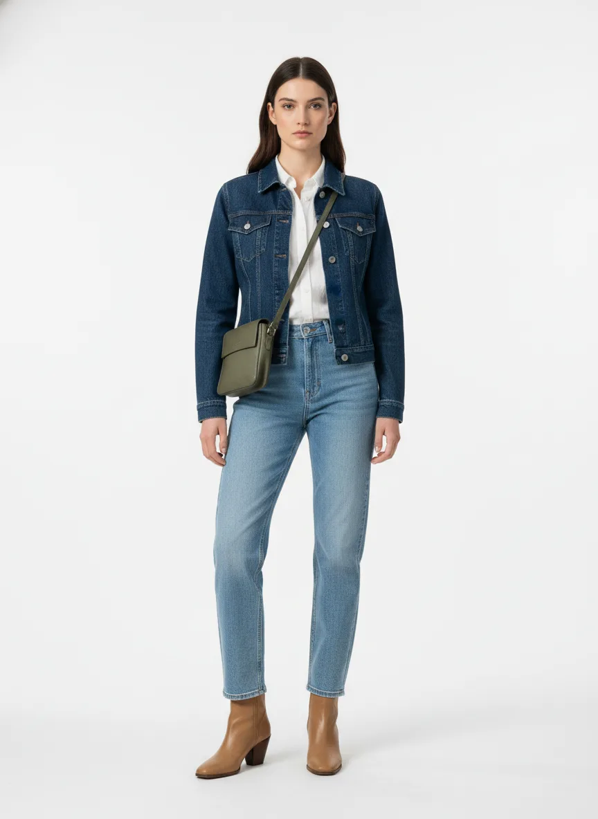 Casual Outfit Idea: Girl navy blue denim jacket