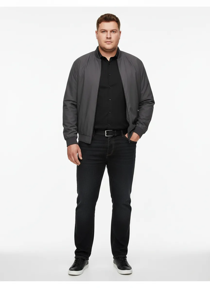 Nightclub Outfit Idea: Man’s black slim-fit button-up shirt