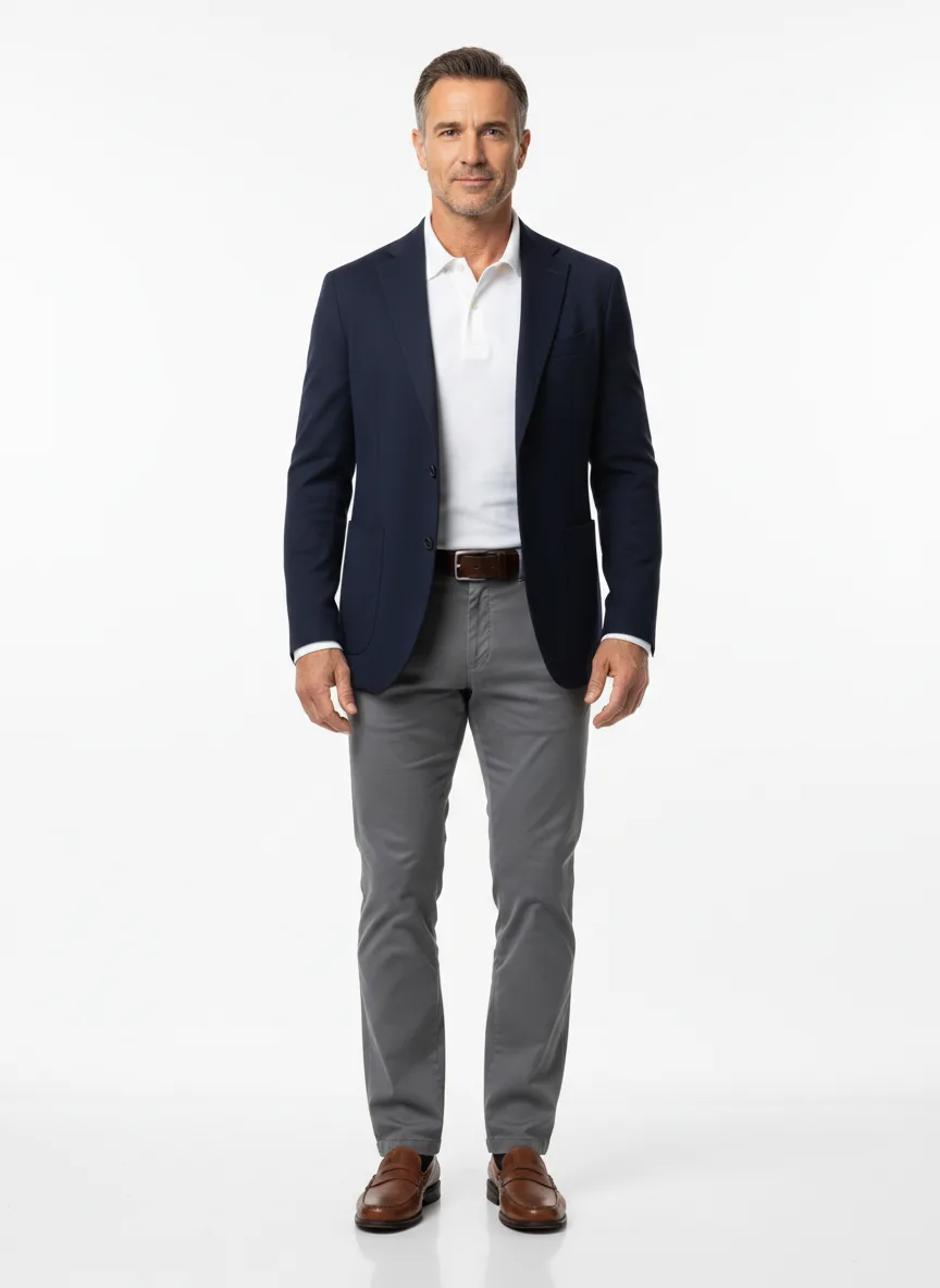 Outfit Idea for 50 year old Man, Athletic body-type