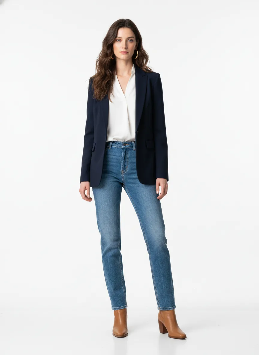Casual Outfit Idea: Girl navy blue blazer