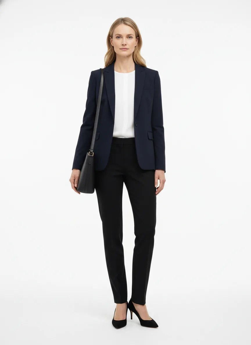 Job-interview Outfit Idea: Woman navy blue blazer