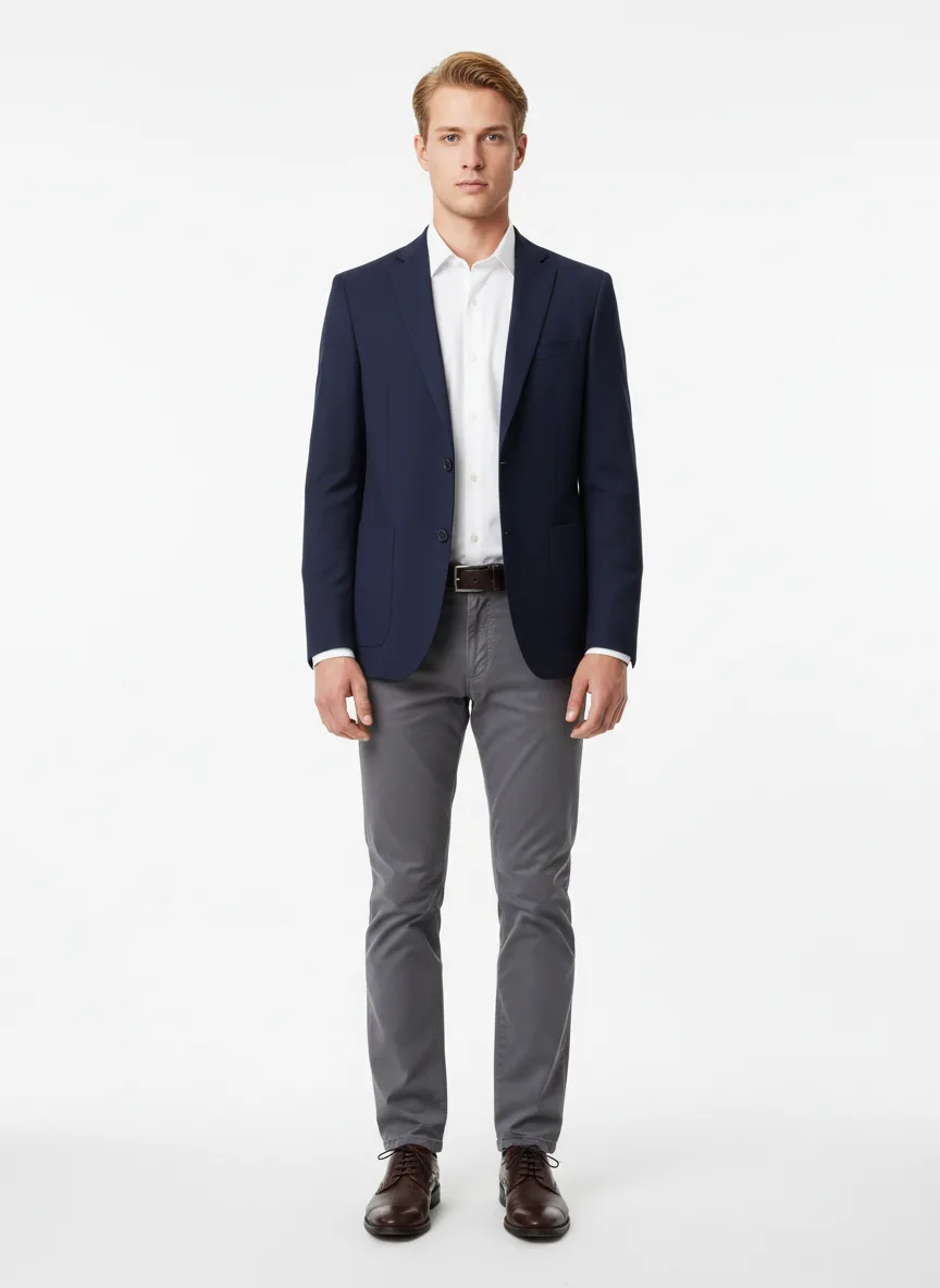 Meeting Outfit Idea: Man navy blue-blauer Sakko