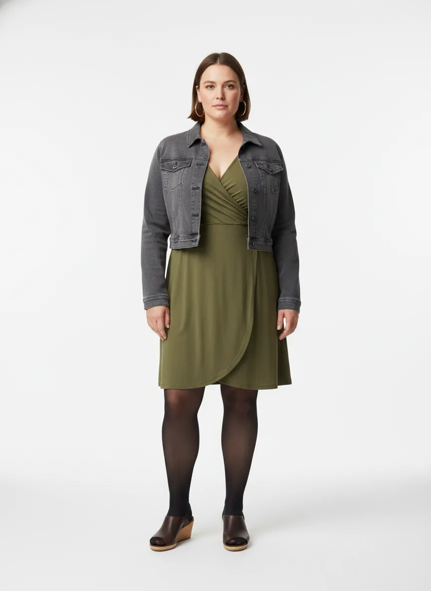 Outfit Idea for 44 year old Woman, Few-extra-pounds, Short height, Light skin