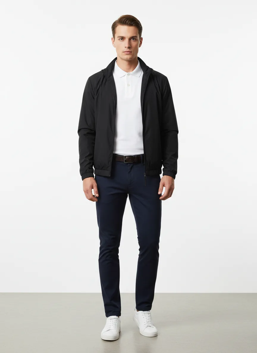 Casual Outfit Idea: Man camiseta pólo branca