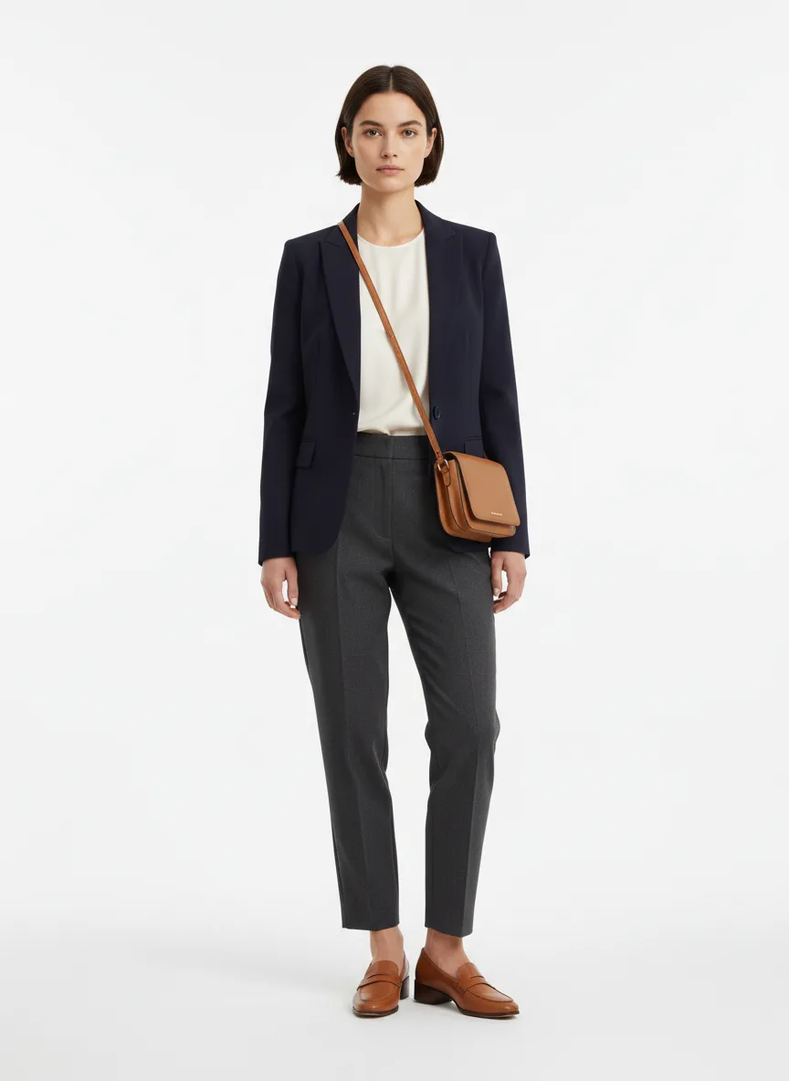 Casual Outfit Idea: Woman navy blue blazer