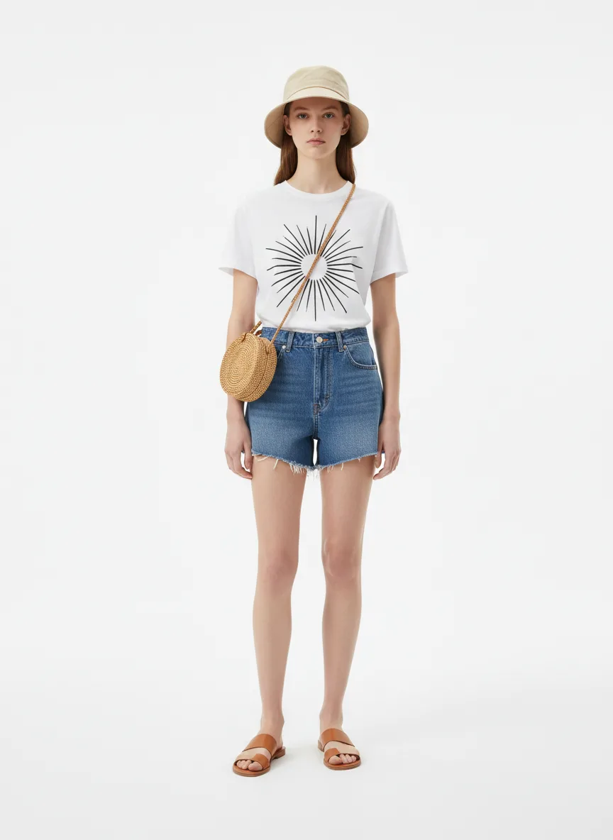 Vacation Outfit Idea: Woman lightweight cotton graphic tee