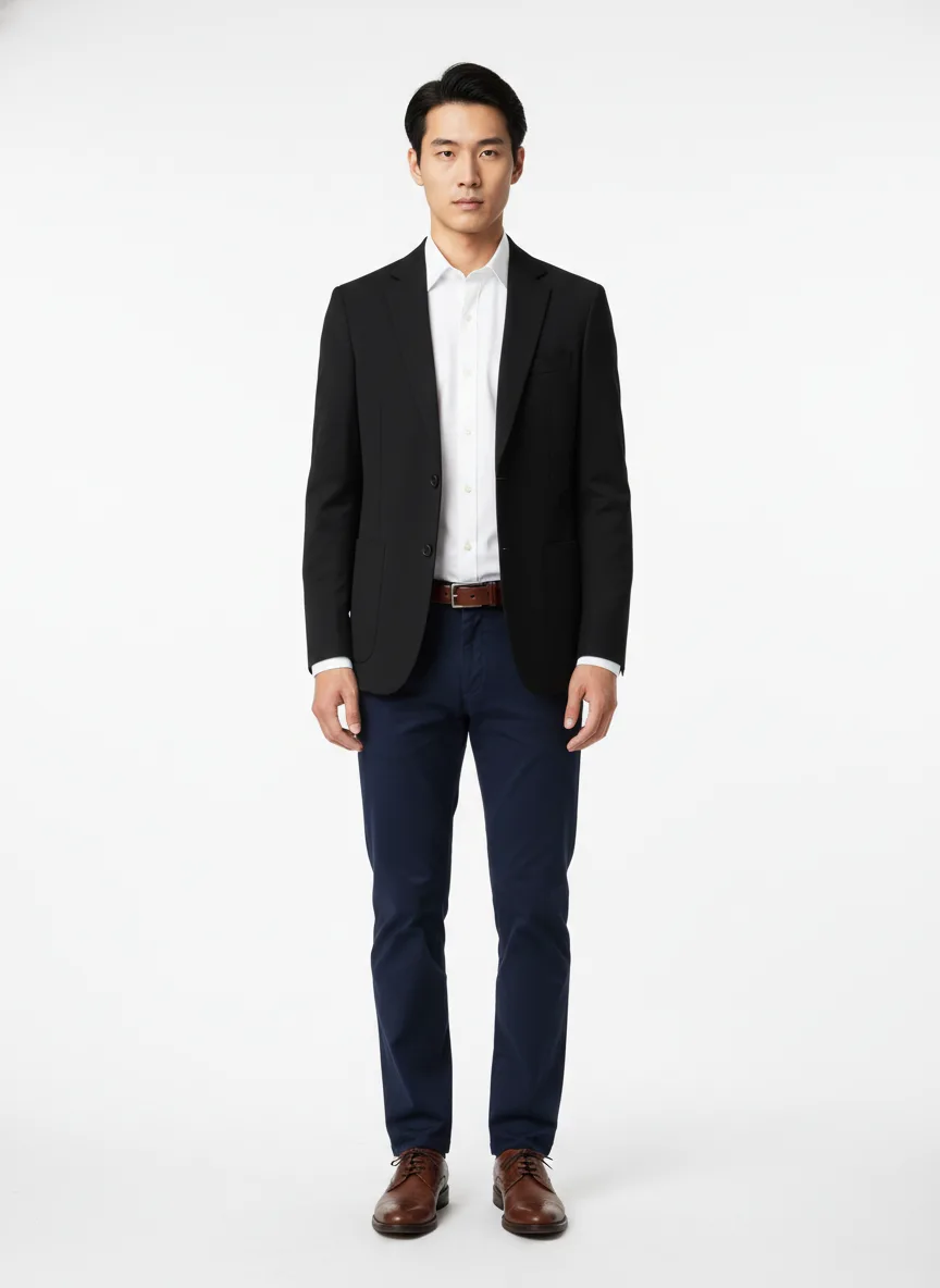 Casual Outfit Idea: Man's black blazer