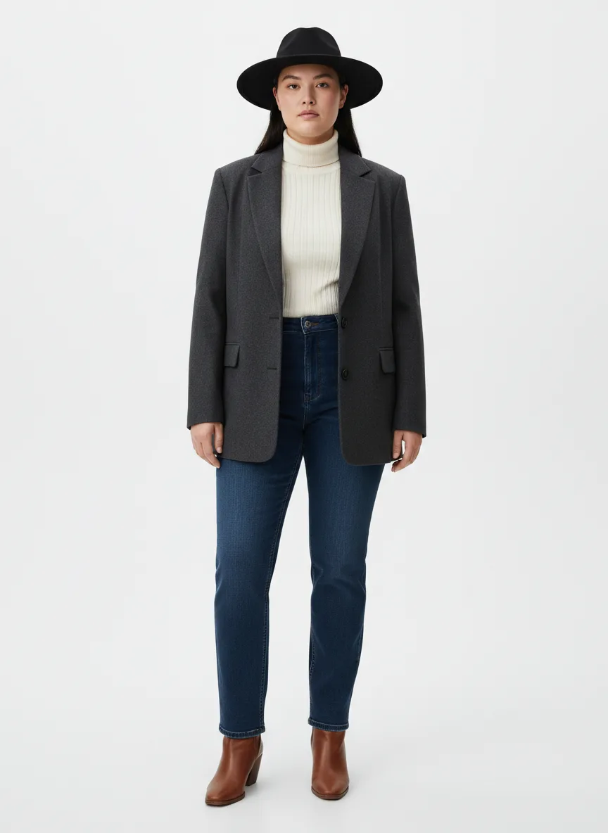 Casual Outfit Idea: Woman black wool fedora