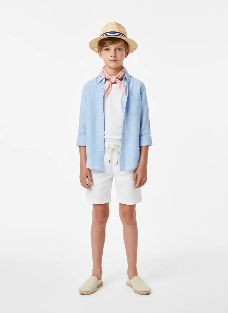 Beach-day Outfit Idea: Boys lightweight swim trunks (navy blue blue)