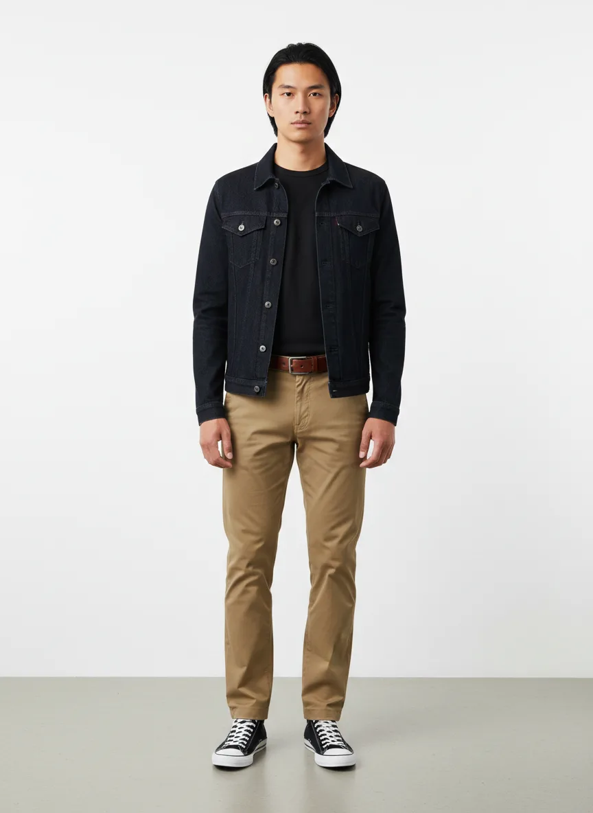 Casual Outfit Idea: Man black cotton t-shirt