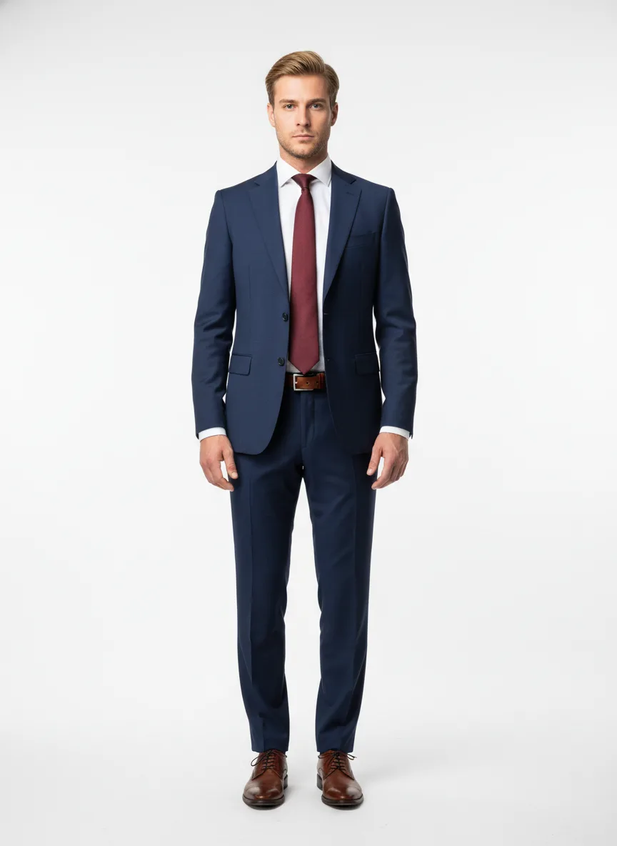 Formal-event Outfit Idea: Man’s navy blue suit (compliments light skin & blonde hair)